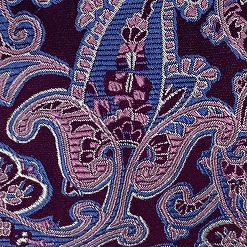 PRONTO UOMO Silk Tie Mens Burgundy Purple Blue Paisley Classic Jacquard 60x3‎